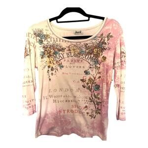 Jamee J May Blossom Womens Top Sz M Cottagecore Boho Fruit Flowers London Y2K